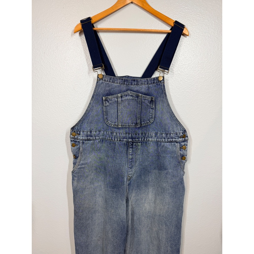Cider Denim Overalls Women 1XL Blue Denim Wide Leg Carpenter Western Cowgirl - Picture 4 of 8